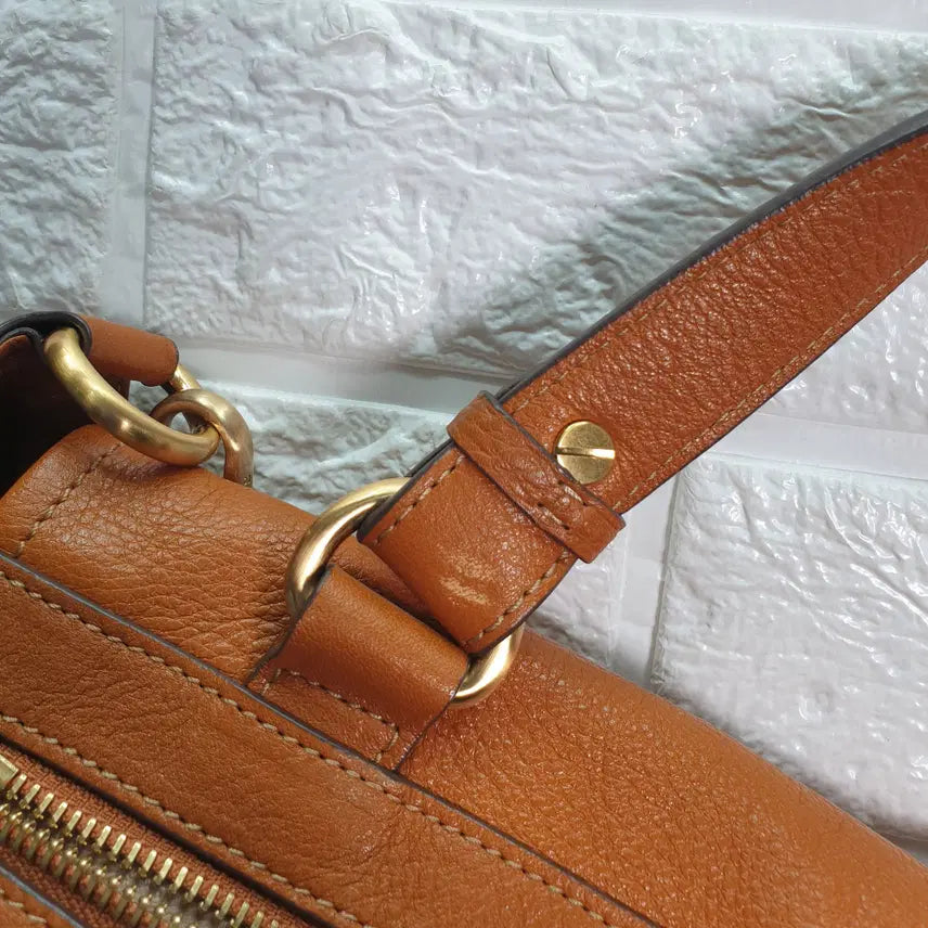 [BUNJANG] Hazzys Brown Leather Shoulder Bag / 헤지스 브라운 천연소가죽 숄더백