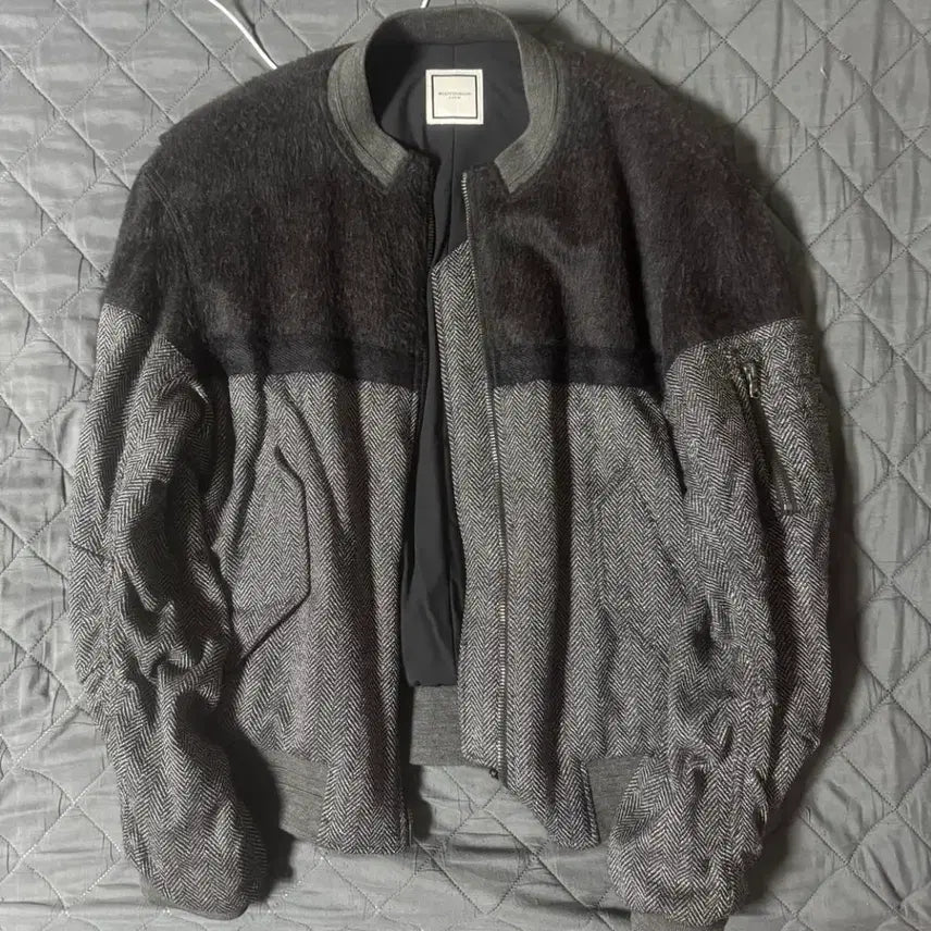 [BUNJANG] Wooyoungmi Herringbone Bomber Jacket / 일욜까지 급매[50] 우영미 헤링본 배색 봄버 자켓