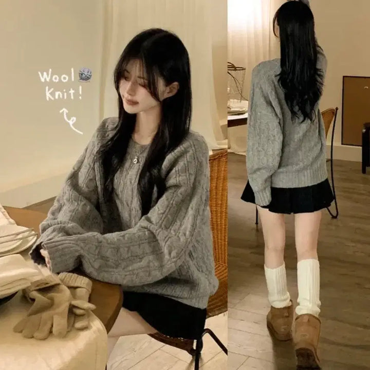 [BUNJANG] Grey Knit Sweater / 그레이 니트 회색 니트