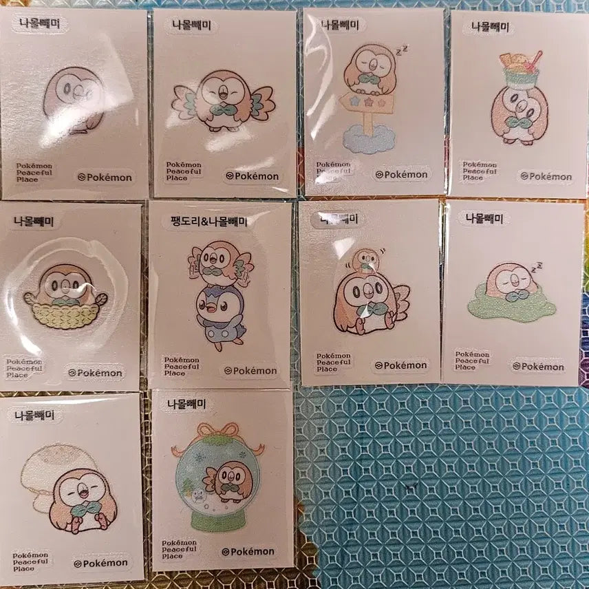 [BUNJANG] Pokemon Rowlet Pocket Piece Sticker Set / 포켓몬 포켓피스 띠부씰 나몰빼미 10종 판매