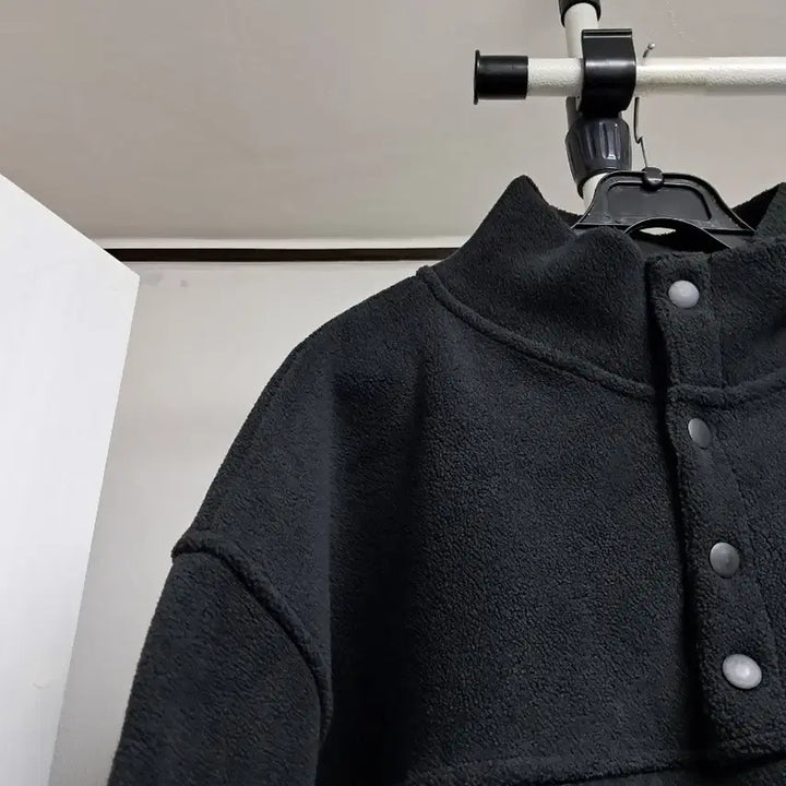 [BUNJANG] Black Fleece Half Neck Pullover / 블랙 플리스 하프넥 풀오버 박스핏