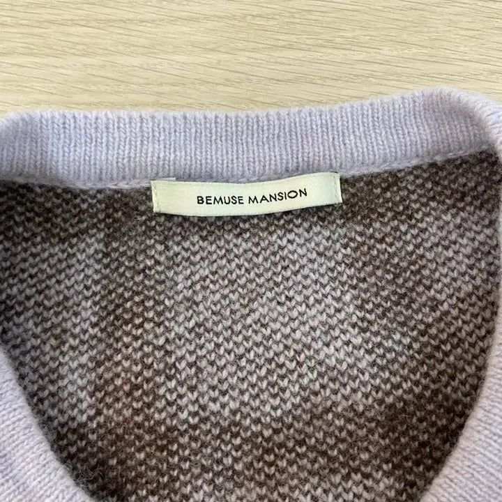 [BUNJANG] Bimuse Mansion Cashmere Check Cardigan Lavender / 비뮤즈맨션 울캐시미어 체크 가디건 라벤더컬러(프리사이즈)