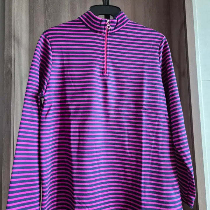 [BUNJANG] Women's Purple Stripe Half-Zip XL / (새상품)퍼플 스트라이프 여성 반집업 XL
