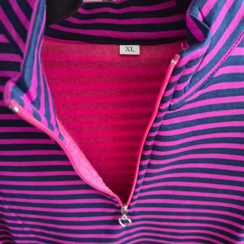 [BUNJANG] Women's Purple Stripe Half-Zip XL / (새상품)퍼플 스트라이프 여성 반집업 XL