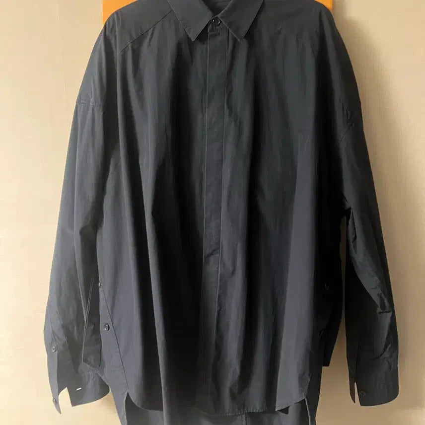 [BUNJANG] Juun.J 20SS Side Button Layered Shirt Dark Navy / [44] 준지 20ss 사이드버튼 셔츠 레이어드 다크네이비