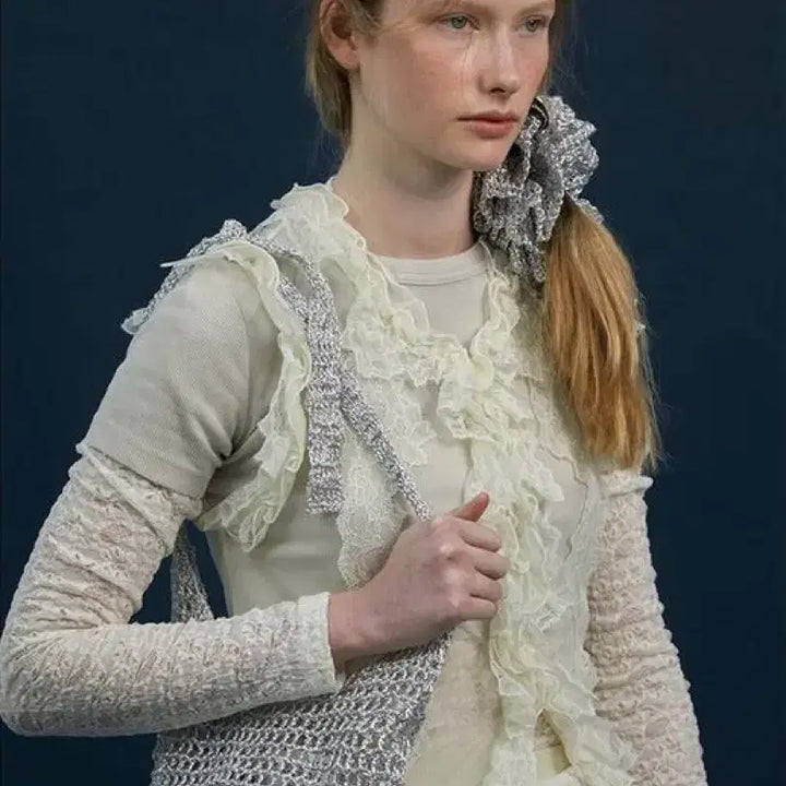 [BUNJANG] Awesome Needs Net Scrunchie Hair Tie / 어썸니즈 핸디크라프트 네트 스크런치 실버 망사헤어밴드머리끈곱창머리핀리본랩