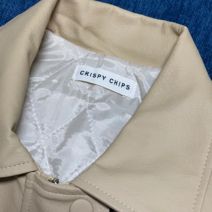 [BUNJANG] Crispy Chips Ivory Leather Jacket / (새상품) 크리스피칩스 아이보리 레더 자켓
