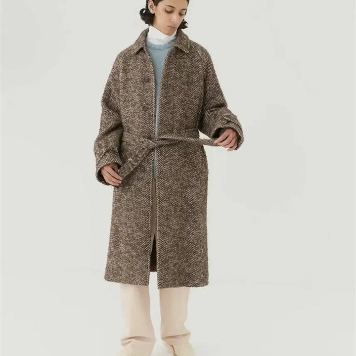 [BUNJANG] Auralee 22AW Wool Mohair Alpaca Herringbone Tweed Coat / [5]오라리 22AW  울 모저 알파카 헤링본 트위드 수티엥 카라 코트