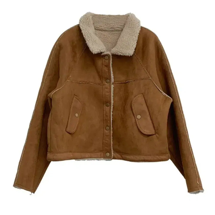 [BUNJANG] Suede Mustang Jacket Brown / 스웨이드 무스탕 자켓 브라운