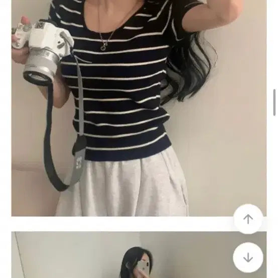 [BUNJANG] Avely Ribbed Knit Top Navy / 에이블리 단가라 골지니트 남색