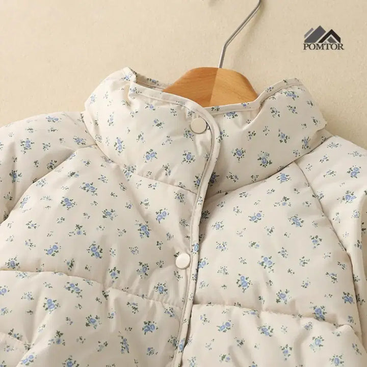 [BUNJANG] Floral Print Short Padded Jacket / 하이넥 플라워 잔꽃무늬 숏패딩