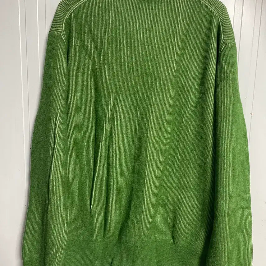 [BUNJANG] LeMadr Two-Tone Button Collar Knit Lime / 르마드 투톤 단추 카라 니트/라임