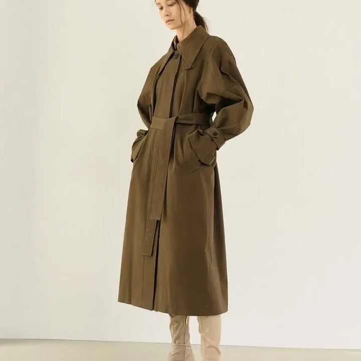 [BUNJANG] Mout Cocoon Balmacaan Trench Coat / 모우트 코쿤 발마칸 트렌치코트 오버핏 카키브라운 가을아우터