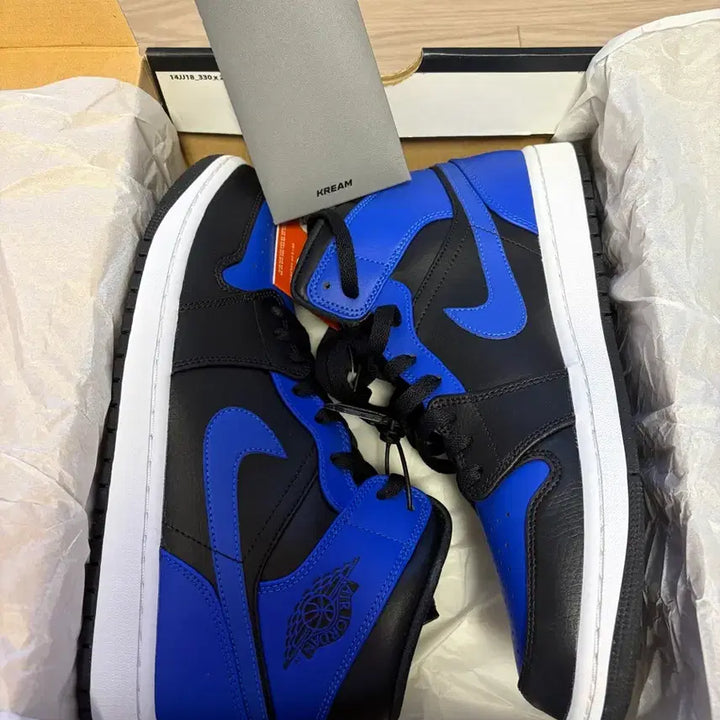 [BUNJANG] Jordan 1 Mid Black Hyper Royal 280 Shoes / 조던 1 미드 블랙 하이퍼 로얄280새상품 급처합니다