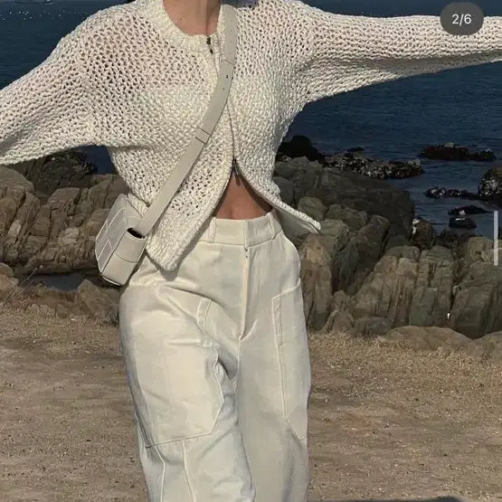 [BUNJANG] Trimingbird Net Zip-up Knit (Ivory) / 트리밍버드 Net Zip-up Knit (Ivory)