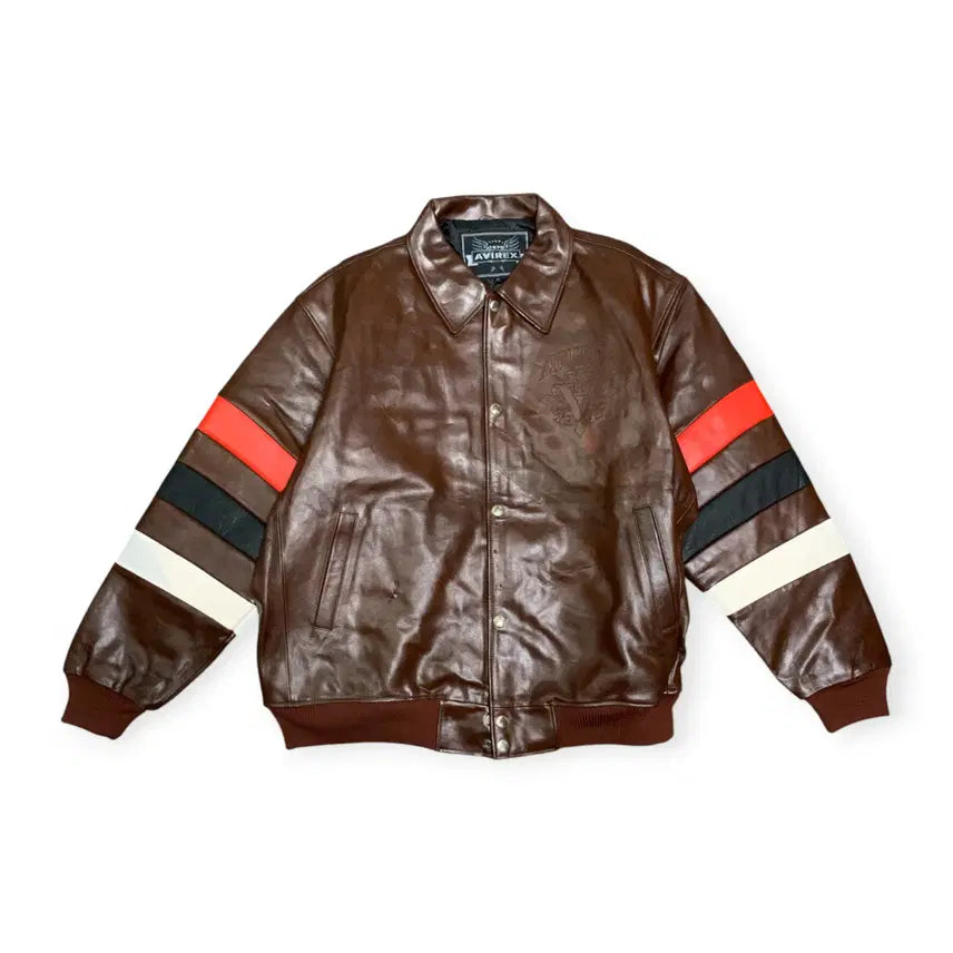 [BUNJANG] AVIREX Leather Jacket / 3XL)아비렉스 AVIREX 가죽자켓 리얼레더 브라운레더 갈색 레더자켓