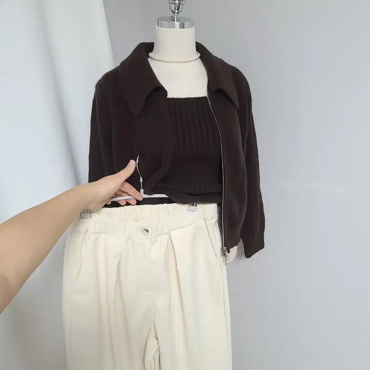 [BUNJANG] New Knit Zip-up Set / 새-니트 집업set