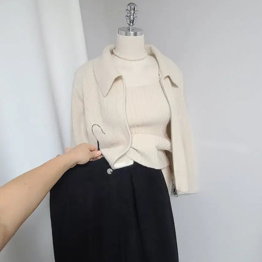 [BUNJANG] New Knit Zip-up Set / 새-니트 집업set