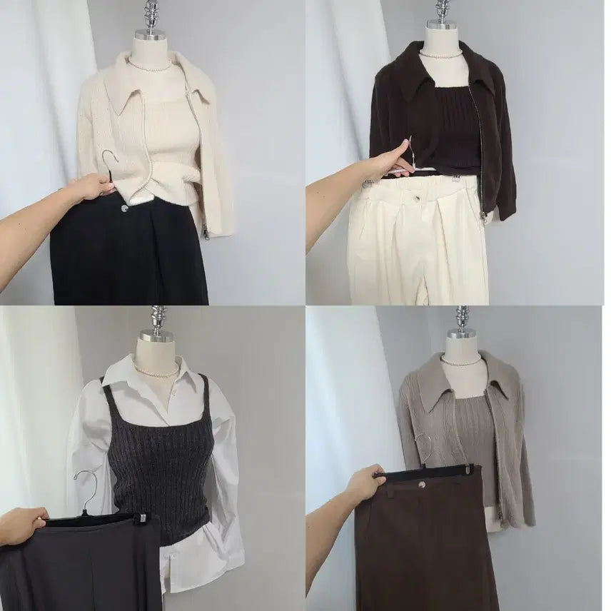 [BUNJANG] New Knit Zip-up Set / 새-니트 집업set