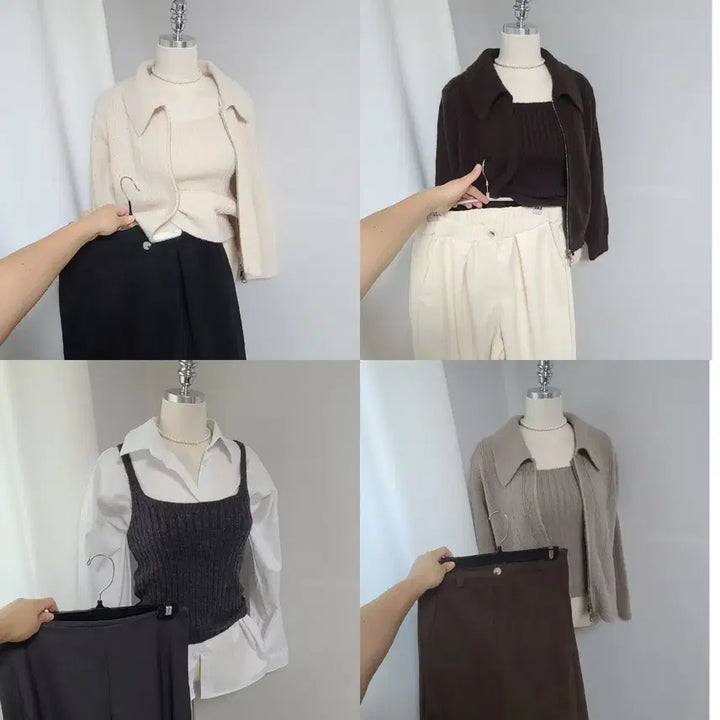 [BUNJANG] New Knit Zip-up Set / 새-니트 집업set