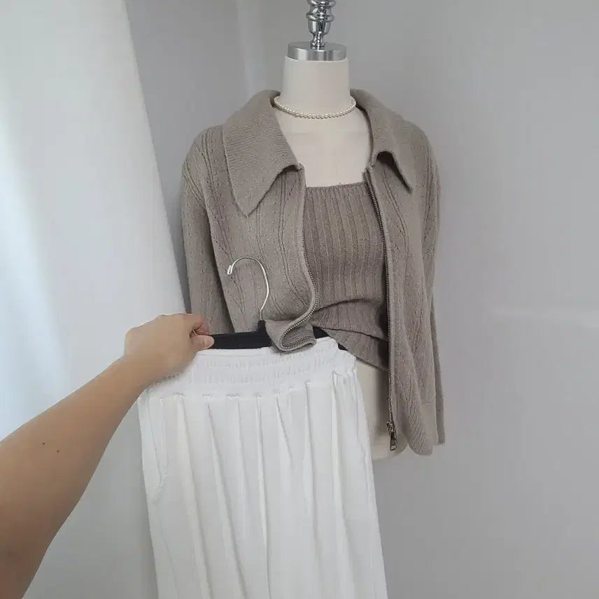 [BUNJANG] New Knit Zip-up Set / 새-니트 집업set