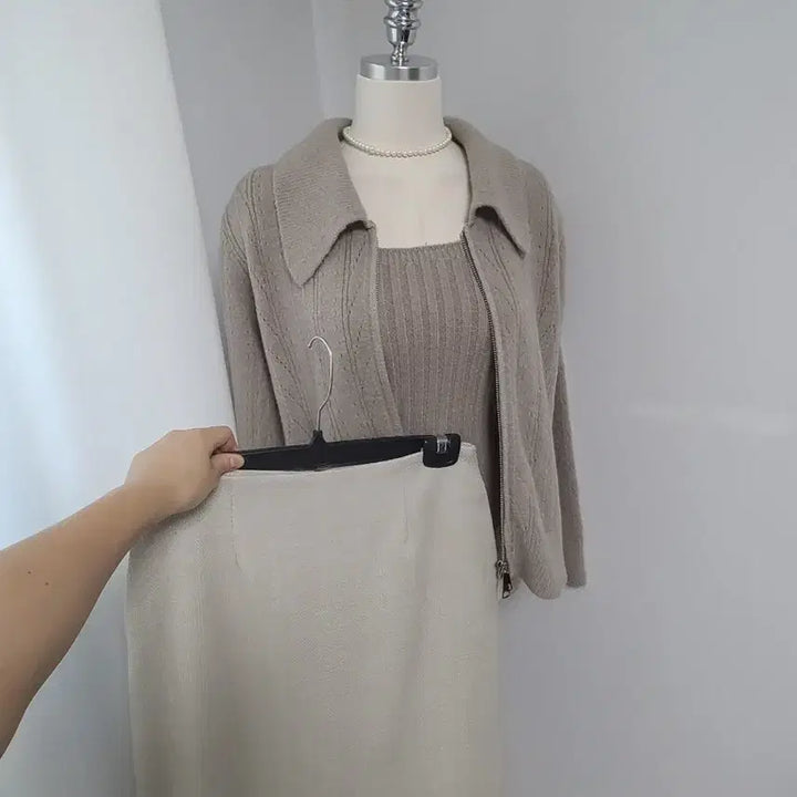 [BUNJANG] New Knit Zip-up Set / 새-니트 집업set