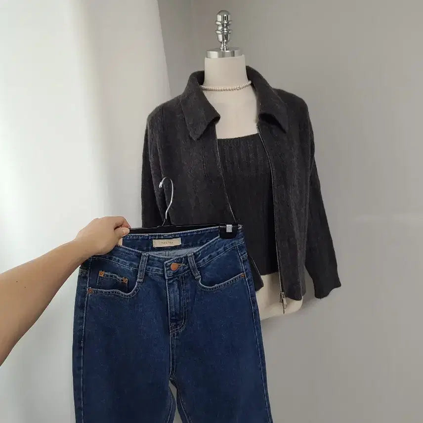 [BUNJANG] New Knit Zip-up Set / 새-니트 집업set