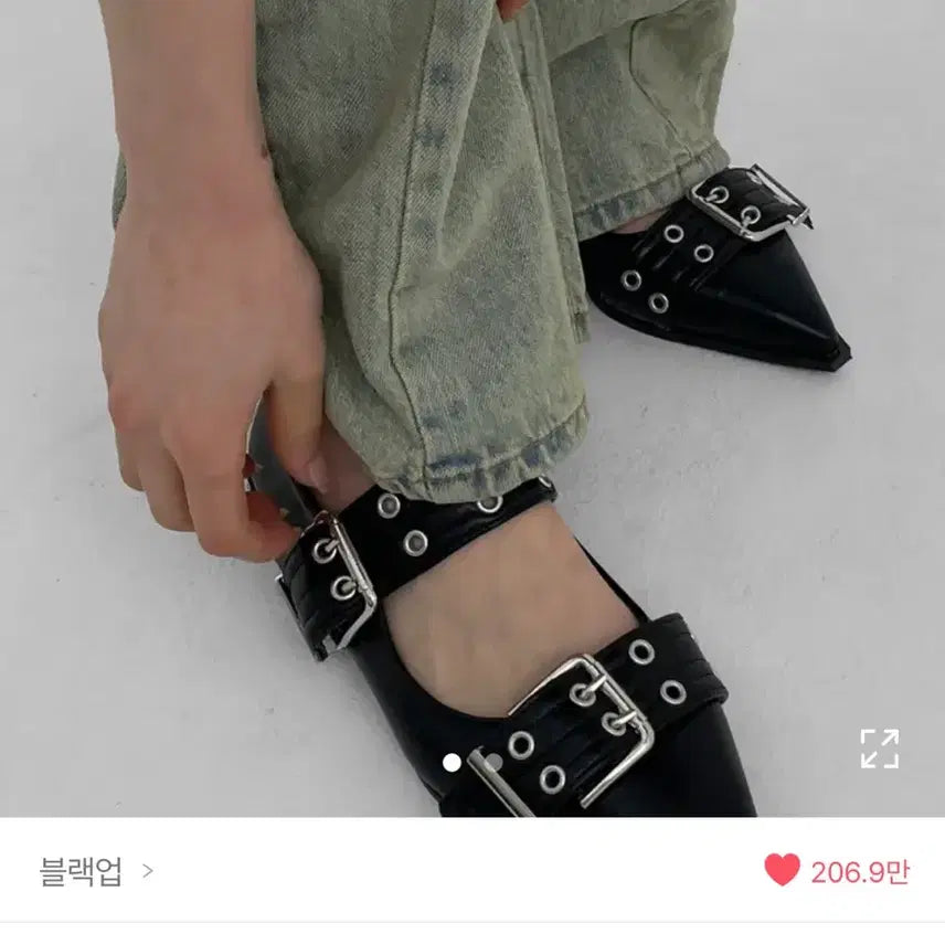 [BUNJANG] Black Up Leather Buckle Flat Shoes / 블랙업 레더 버클 플랫슈즈