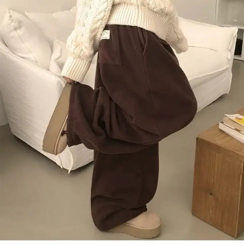 [BUNJANG] Ablie Fleece Pants Brown / 에이블리 양털후리스팬츠 브라운 바지