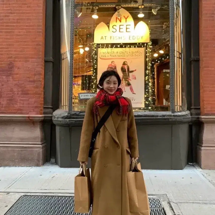 [BUNJANG] Without Summer Classic Wool Double Coat Camel / 위드아웃썸머 클래식 울 더블코트 카멜 위아썸