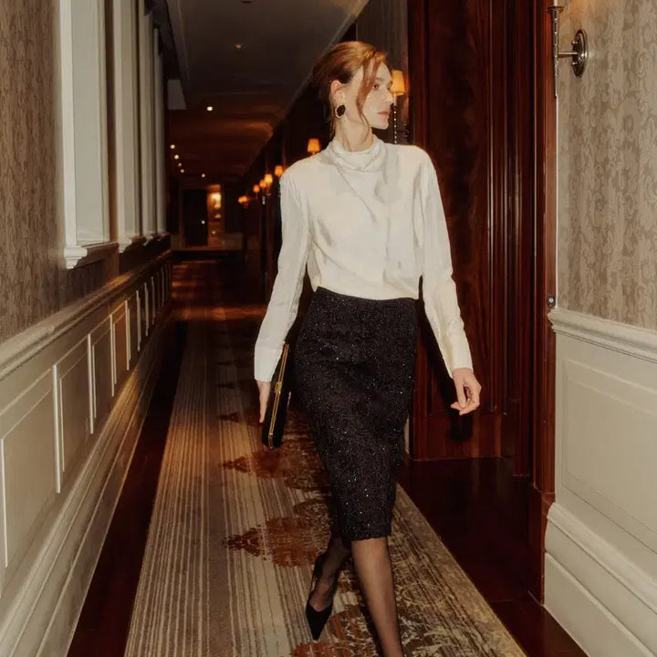 [BUNJANG] Elborn Aren Drape Blouse Cream / 엘보른 Aren Drape Blouse 크림 새상품