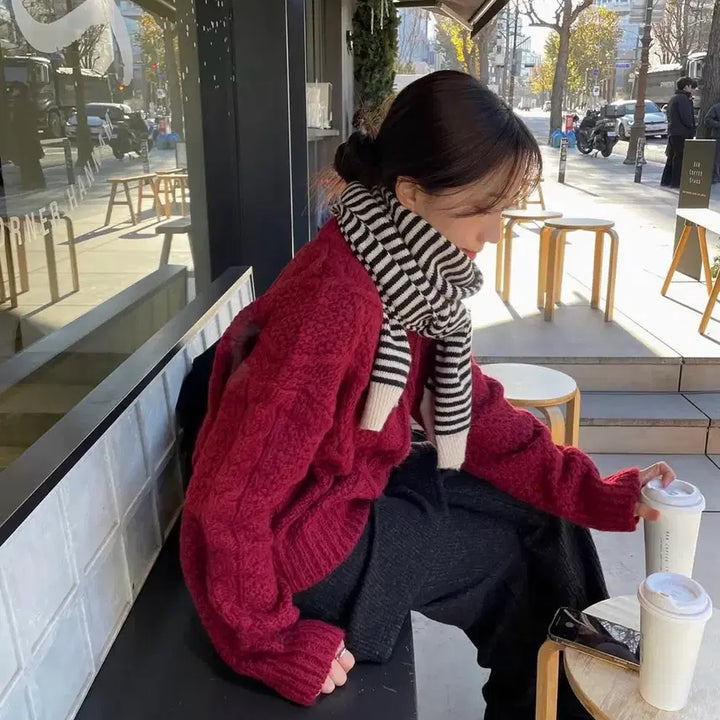 [BUNJANG] Red Velvet Wendy Cable Knit Sweater / 뮤어리 웬디 케이블 니트