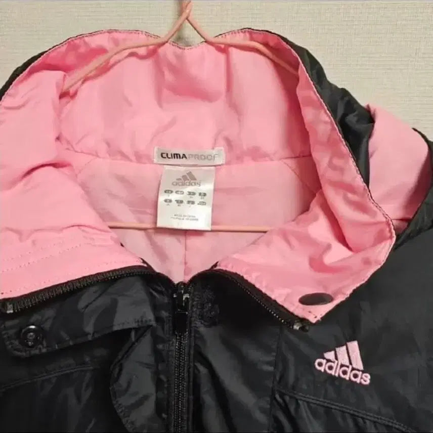 [BUNJANG] Adidas Long Padded Coat Black/Pink Women's / 아디다스 삼선 롱패딩 블랙/핑크 여성용 얇패
