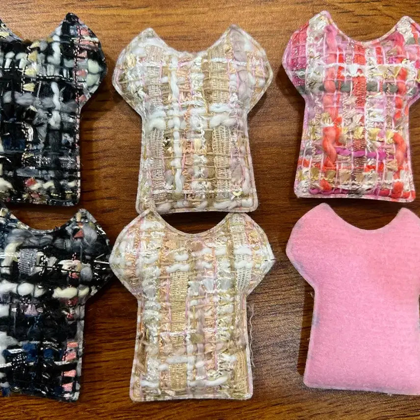 [BUNJANG] Tweed Shirt Pattern Snap Clip Accessory Ribbon / 트위드 셔츠 패턴 똑딱핀 악세사리 리본 재료 새상품