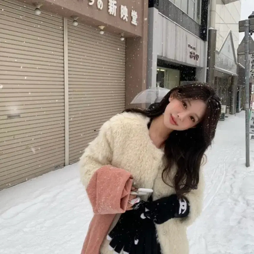 [BUNJANG] Unknown Faux Fur Jacket / 센느샵 퍼자켓 1회착용 아이보리