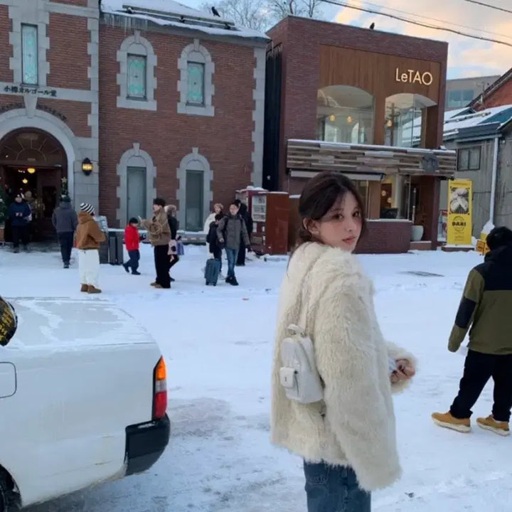 [BUNJANG] Unknown Faux Fur Jacket / 센느샵 퍼자켓 1회착용 아이보리