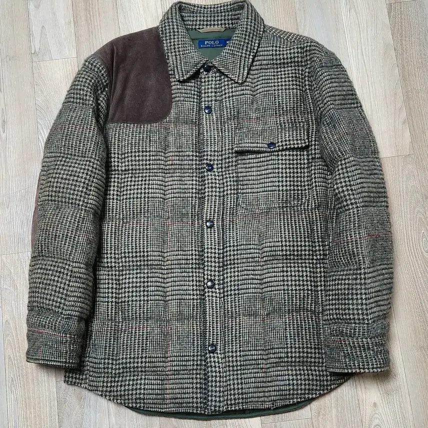[BUNJANG] Polo Suede Patch Wool Down Jacket M / 폴로 스웨이드 패치 울 다운 자켓 M