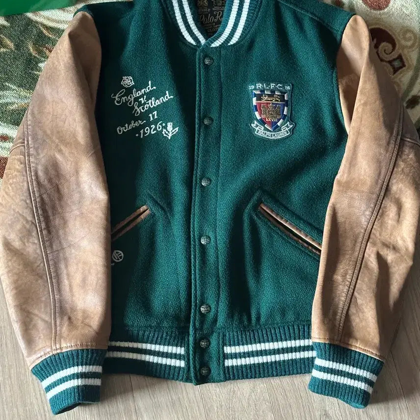 [BUNJANG] Polo Ralph Lauren Varsity Jacket Green L / 폴로 랄프로렌 바시티 자켓 그린 L
