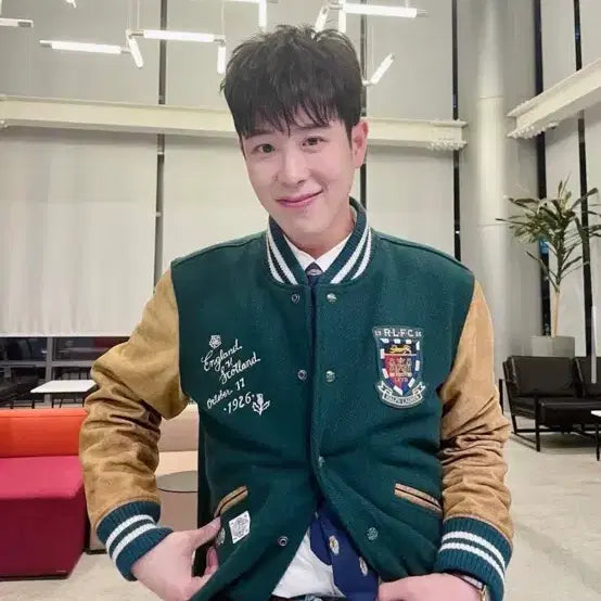 [BUNJANG] Polo Ralph Lauren Varsity Jacket Green L / 폴로 랄프로렌 바시티 자켓 그린 L