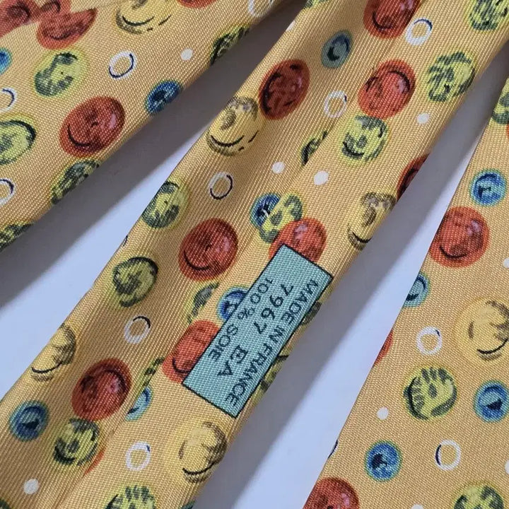 [BUNJANG] Hermes Yellow Dot Pattern Silk Tie / 에르메스 옐로우 도트패턴 실크100 넥타이