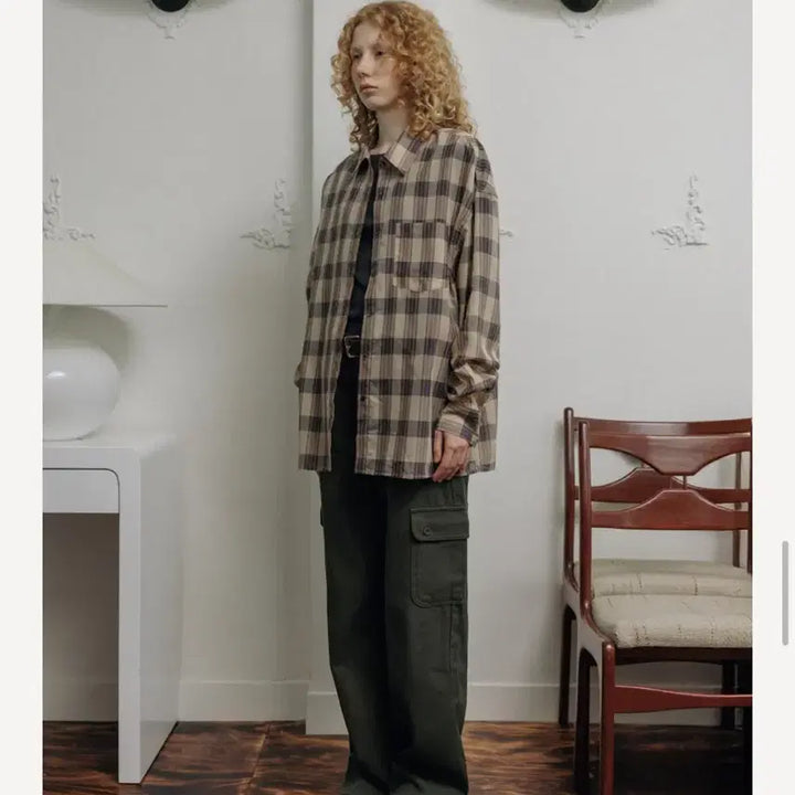 [BUNJANG] Ged Sheer Check Shirt - Beige / ged 게드 쉬어 체크 셔츠 5번 착용 미만