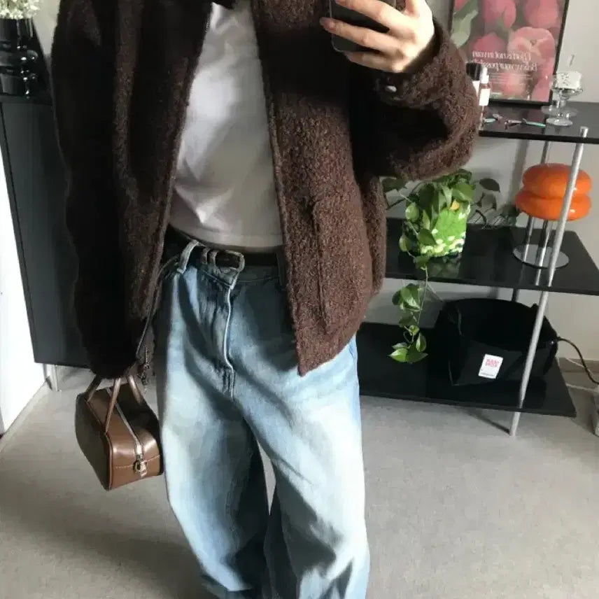 [BUNJANG] Brown Quilted Fleece Jacket / 누빔 양털 자켓 -브라운