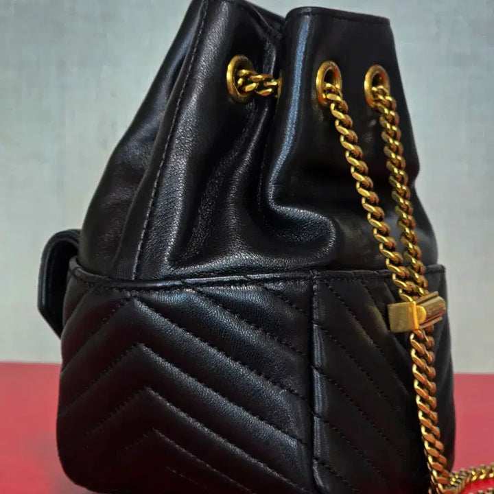 [BUNJANG] Saint Laurent Joy Quilted Nano Chain Mini Bucket Bag Black / 생로랑 조이 퀼트 나노 체인 미니 버킷백 블랙