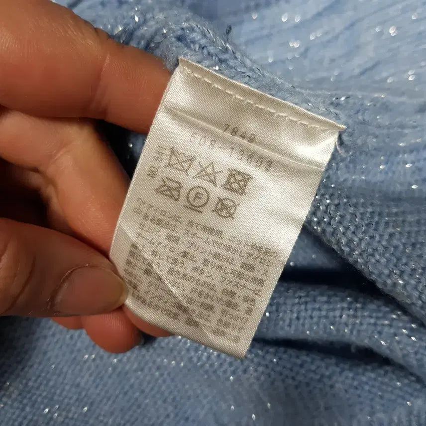 [BUNJANG] Vintage Pearl Cable Knit Sweater Women's L C1026 / 빈티지 진주 꽈배기 리본 케이블 긴팔 울 니트 티셔츠 여L C1026