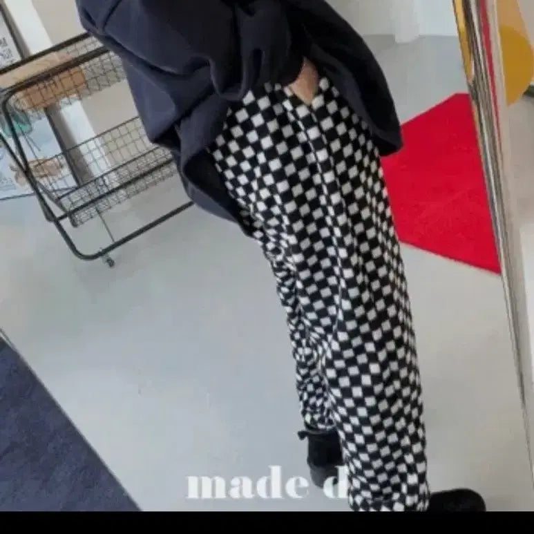 [BUNJANG] Avely Check Pattern Fleece Zip-up Set / 에이블리 체크 패턴 플리스 집업  바지 셋업