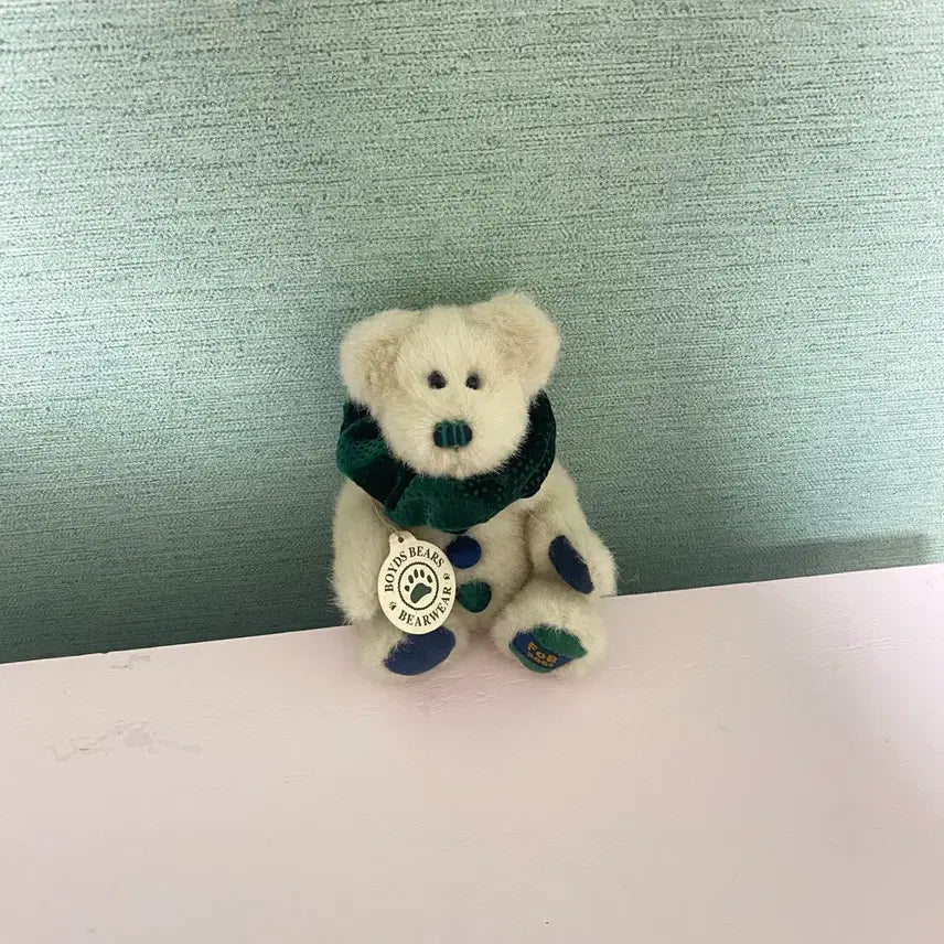 [BUNJANG] Boys Bear White Bear Green Scarf Plush Toy / 보이즈베어 흰색 곰인형 그린 스카프