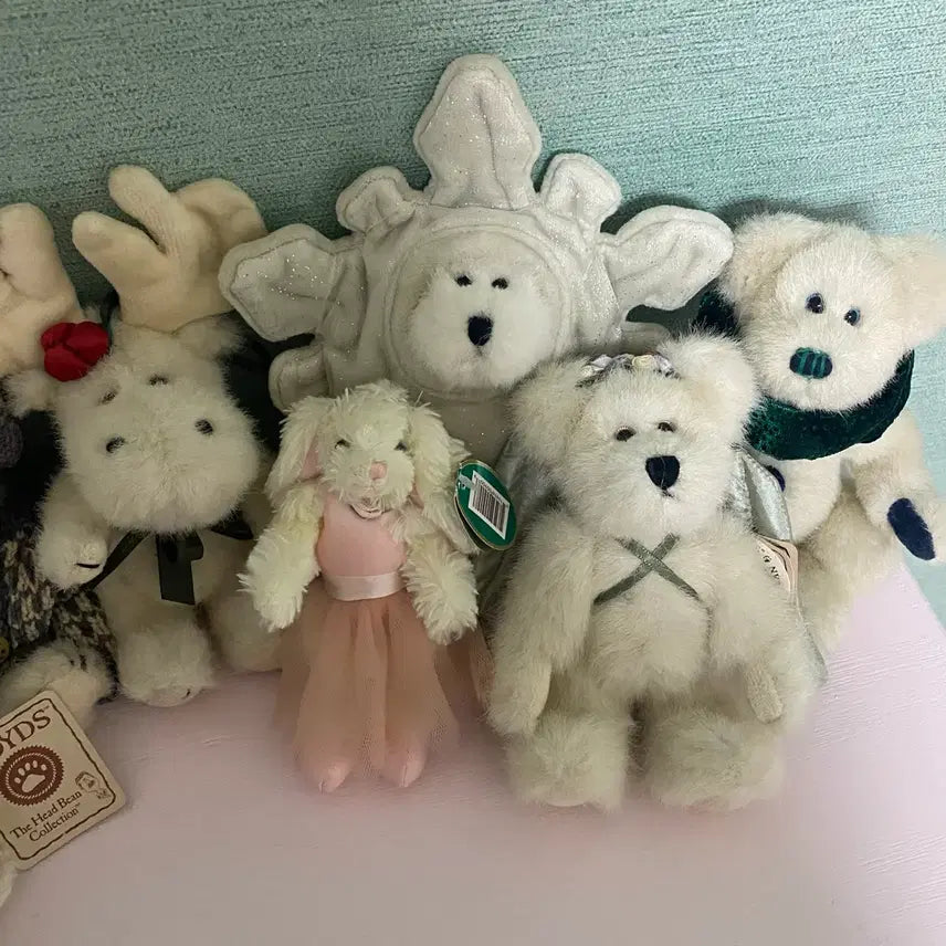 [BUNJANG] Boys Bear White Bear Green Scarf Plush Toy / 보이즈베어 흰색 곰인형 그린 스카프