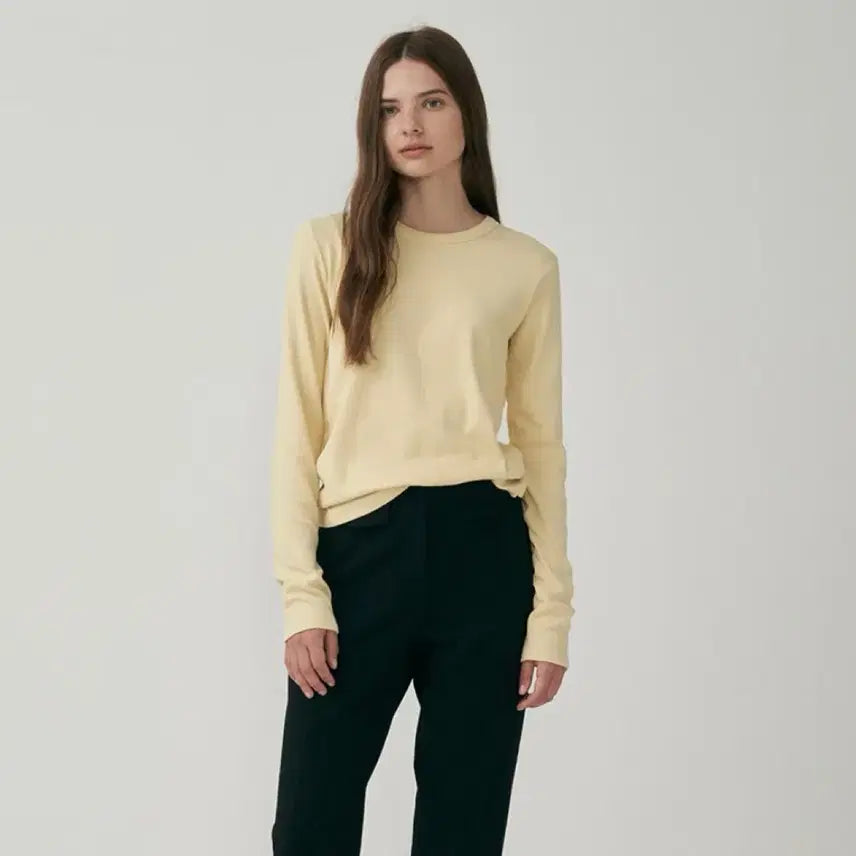 [BUNJANG] 3MOT Soft Round Long Sleeve Tee (Yellow) / 3 모트) 소프트 라운드 긴팔티 (옐로우)