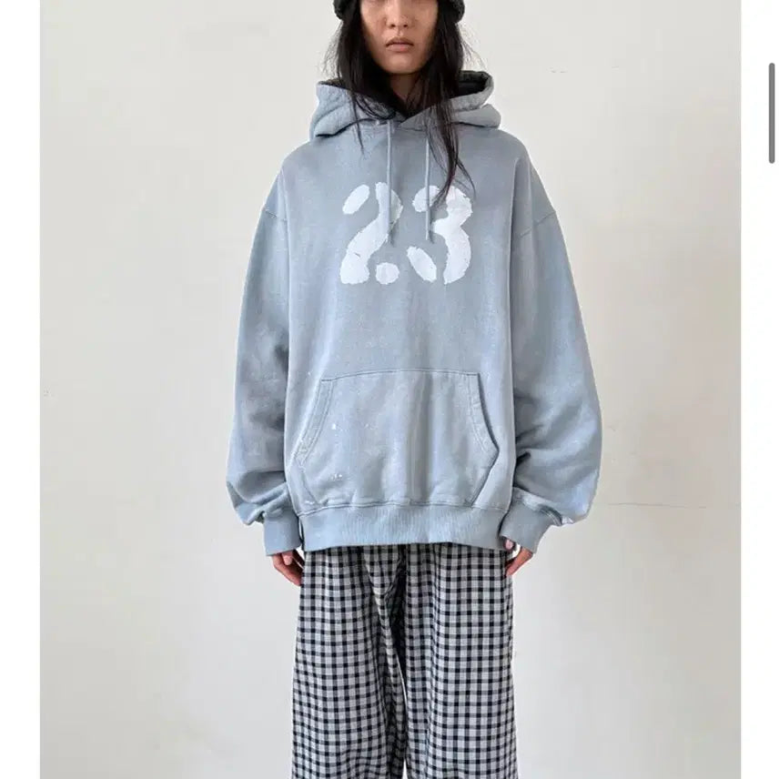 [BUNJANG] Nothing Everthing 23 Vintage Washed Hoodie Pale Blue / 낫띵에브리띵 23 빈티지 워싱 후드티 페일블루