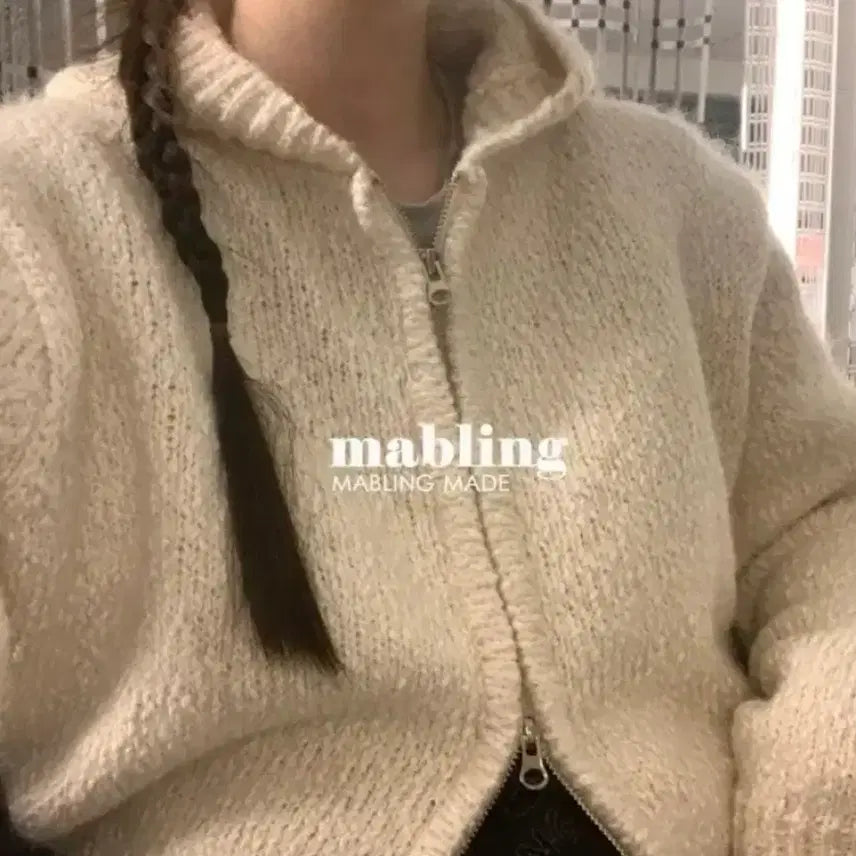 [BUNJANG] Marbling Market Knit Hooded Zip-up / 마블링마켓 니트 후드집업